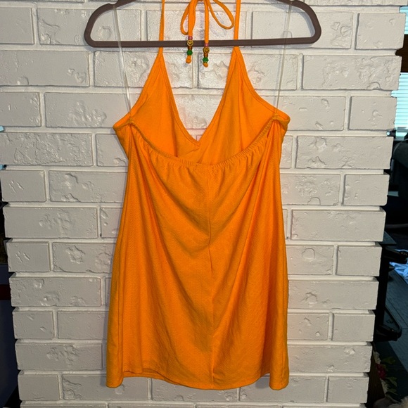 Wild Fable Neon Orange Halter Top Mini Dress with Bead Detail Size Large - Picture 4 of 7